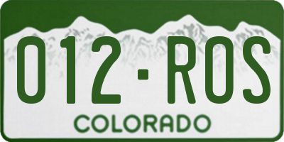 CO license plate 012ROS