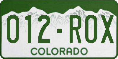 CO license plate 012ROX