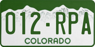 CO license plate 012RPA
