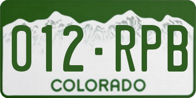 CO license plate 012RPB