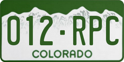 CO license plate 012RPC