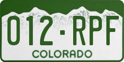 CO license plate 012RPF