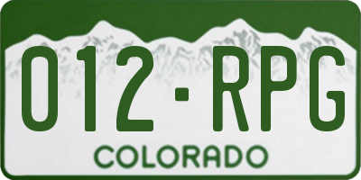 CO license plate 012RPG