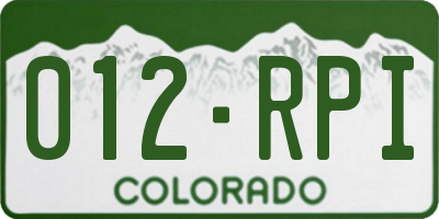 CO license plate 012RPI