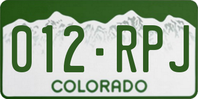 CO license plate 012RPJ