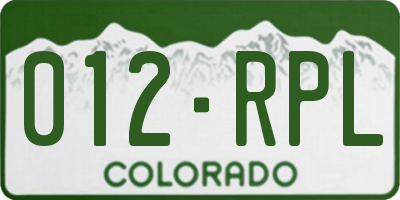 CO license plate 012RPL