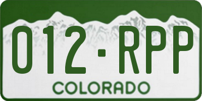 CO license plate 012RPP