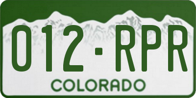CO license plate 012RPR