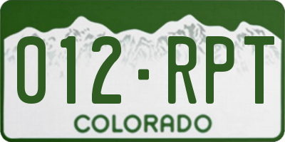 CO license plate 012RPT