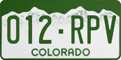 CO license plate 012RPV