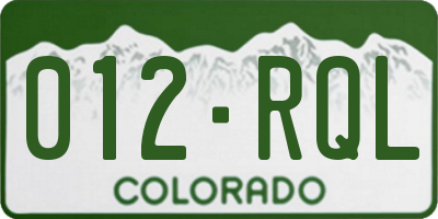 CO license plate 012RQL
