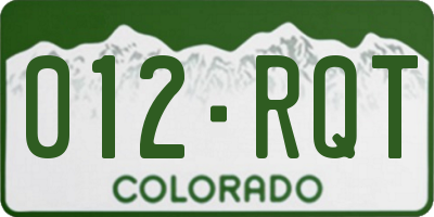 CO license plate 012RQT