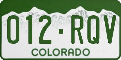CO license plate 012RQV
