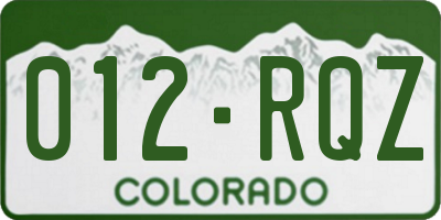 CO license plate 012RQZ