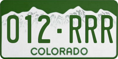 CO license plate 012RRR