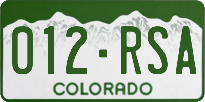 CO license plate 012RSA