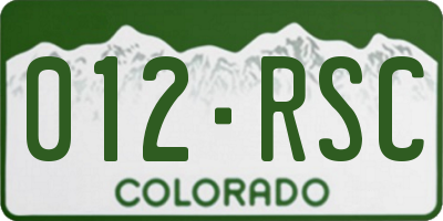 CO license plate 012RSC