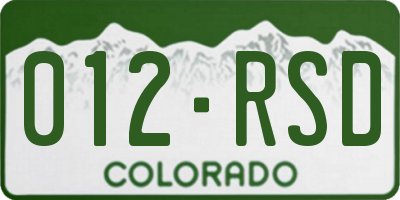 CO license plate 012RSD