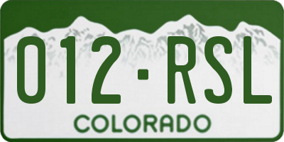CO license plate 012RSL