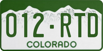 CO license plate 012RTD