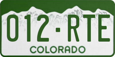 CO license plate 012RTE