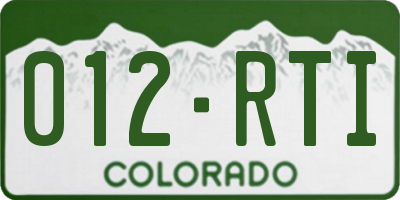 CO license plate 012RTI