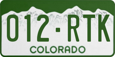 CO license plate 012RTK
