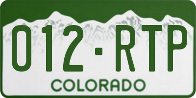 CO license plate 012RTP