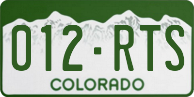CO license plate 012RTS