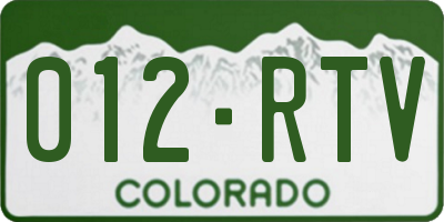 CO license plate 012RTV