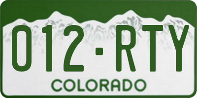CO license plate 012RTY