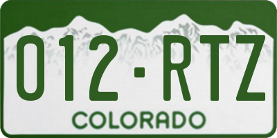 CO license plate 012RTZ