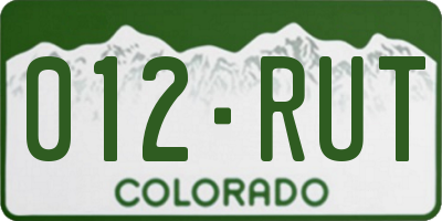 CO license plate 012RUT