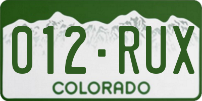 CO license plate 012RUX