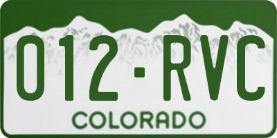 CO license plate 012RVC