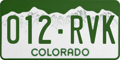 CO license plate 012RVK