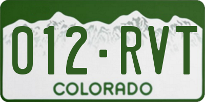 CO license plate 012RVT