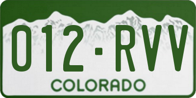 CO license plate 012RVV