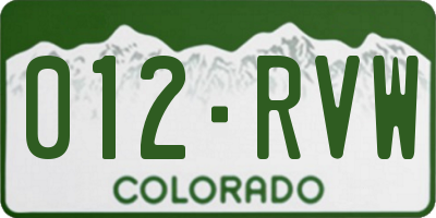 CO license plate 012RVW
