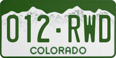 CO license plate 012RWD