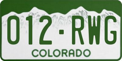 CO license plate 012RWG