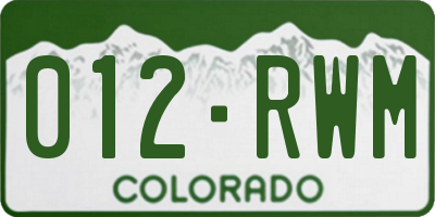CO license plate 012RWM