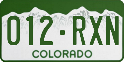 CO license plate 012RXN
