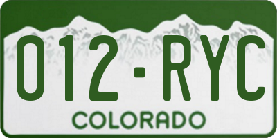 CO license plate 012RYC