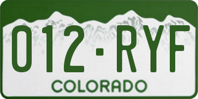 CO license plate 012RYF
