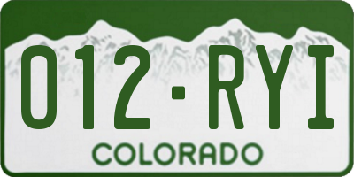CO license plate 012RYI