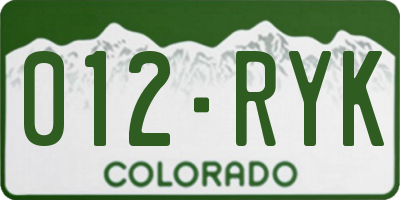 CO license plate 012RYK