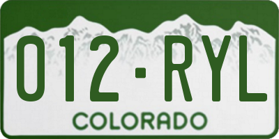 CO license plate 012RYL