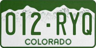 CO license plate 012RYQ