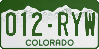 CO license plate 012RYW